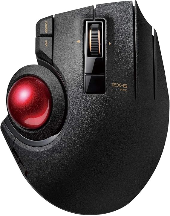 ELECOM EX-G Pro Trackball Mouse, Wired, Wireless, Bluetooth, Thumb Control, 8-Button Function, Ergonomic Design, Optical Gaming Sensor, Smooth Red Ball, Windows11, macOS M-XPT1MRBK