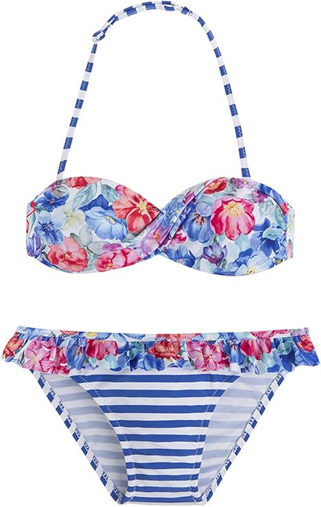 Mayoral Tween Girls 7-18 Blue Stripe Two-Piece Bikini Swimsuit (12, Blue)