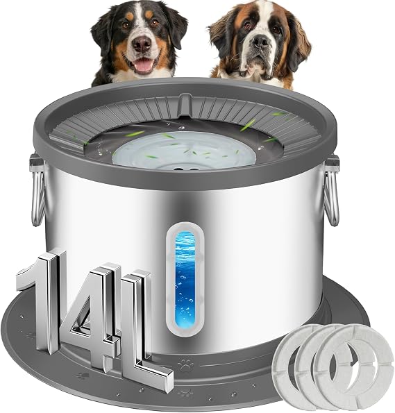 UPSKY 14L No Spill Dog Water Bowl, Spill Proof Slow Drinking for Large Dogs