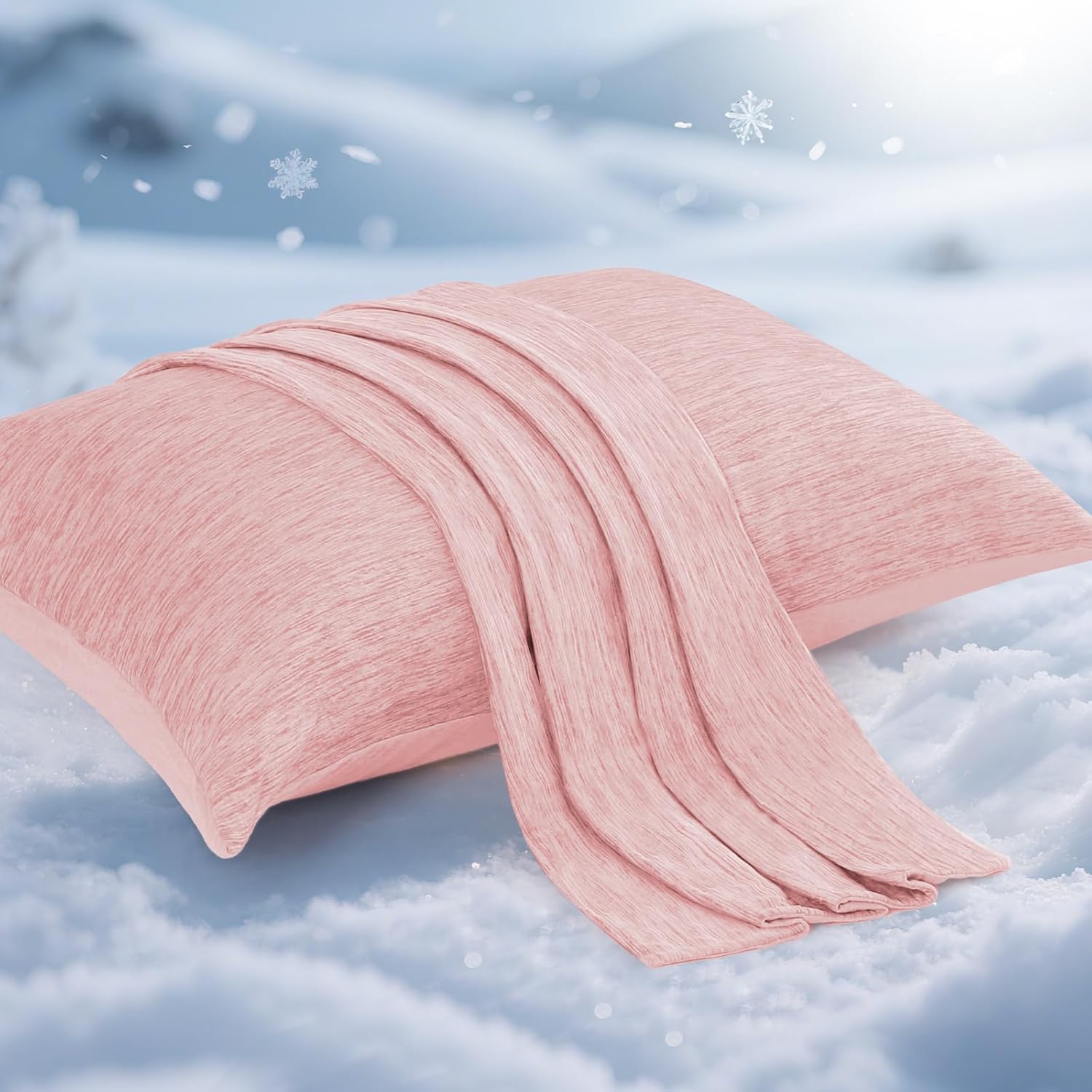 Elegear Cooling Pillow Cases for Hot Sleepers, Japanese Q-Max 0.5 Cooling Pillowcases, Both SidesCoolingCotton, Breathable Soft Pillowcase for Hair and Skin, Set of 2-Pink Standard 20 x 26