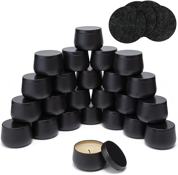 Candle Tin 24-Piece Set, 5oz/150ml Jars for Candle Making or DIY