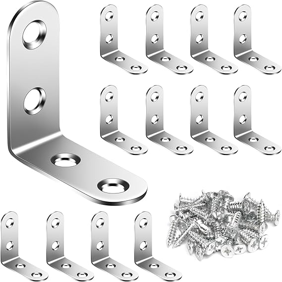 13 Pcs L Brackets for Wood, Metal Corner Brackets for Wood, 90 Degree Bracket, Stainless Steel Angle Bracketsfor Furniture Fixation(Silver, 40 x 40 x 16mm)