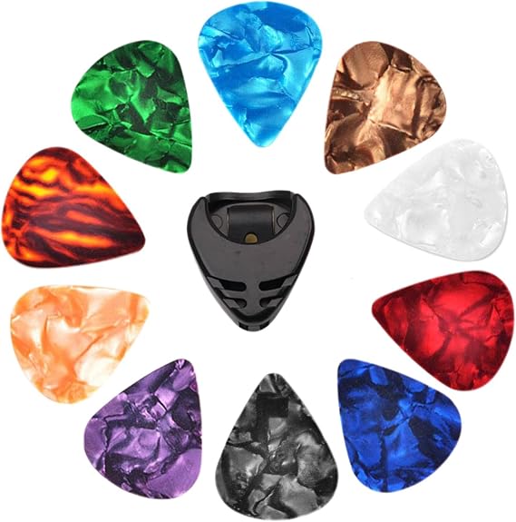 Bulk Guitar Picks | 10Pcs Multicolor Guitar Picks Acoustic Guitar Picks Portable Finger Picks Electric Guitar Picks with Pick Holder - for Acoustic, Electric and Bass Guitar