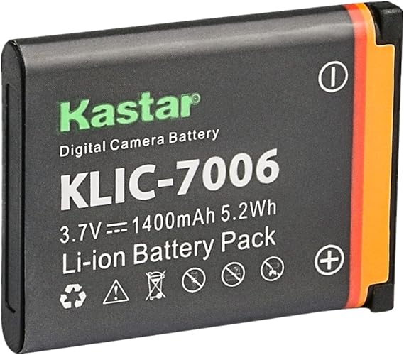Kastar Battery for Kodak KLIC-7006 and Kodak Easyshare M873 M883 Zoom M750 M580 M530 M550 M575 M577 M5350 M5370 MD30 M22 M23 M200 M215 M522 Camera