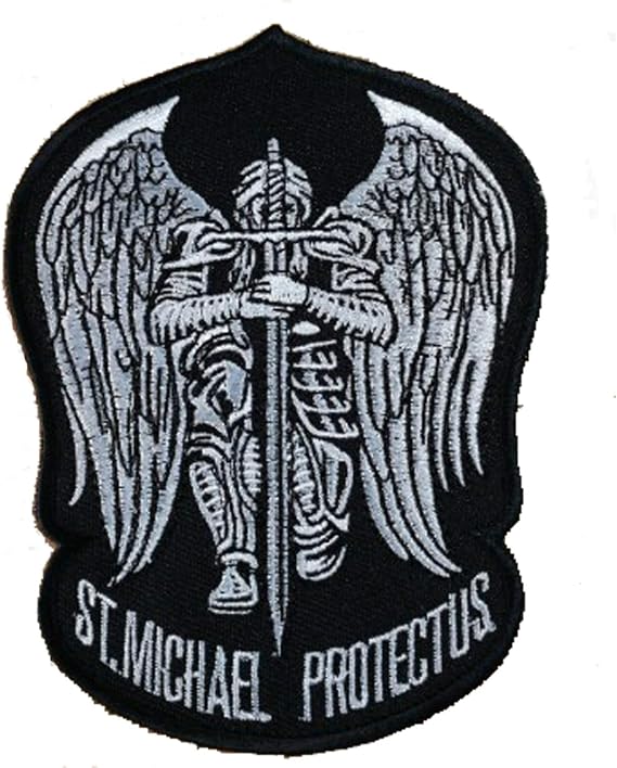 St. Saint Michael Protect Us Embroidered Patch Tactical Military Army Operator Patches with Hook and Loop Fasteners Backing 3.54 x 4.72 inches