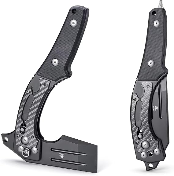 KATSU Camping Folding Hatchet, Pocket Folding Japanese Tactical Axe with Axis Lock for Survival, Outdoors, Wood Cutting and Splitting, Sakura Blade Nemoto Design
