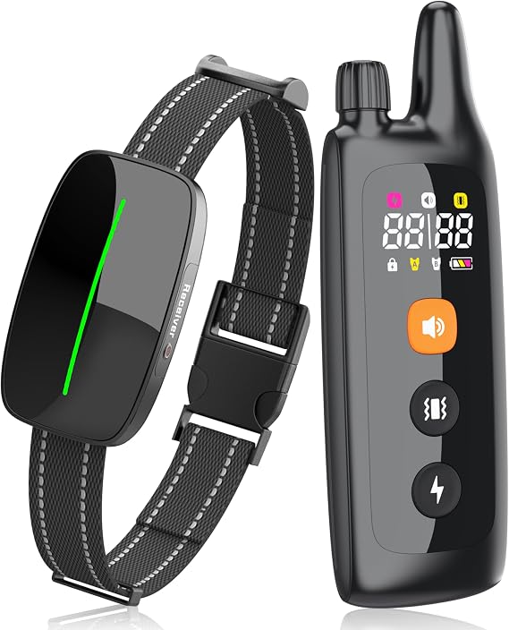 Dog Training Shock Collar 4000FT Dog Bark Collar with Remote IP67 Waterproof 4 Training Modes Beep Vibration Shock Light Mode Magnetic Charger Electric Dogs Collar 8-25 inches Single shock Earth Black