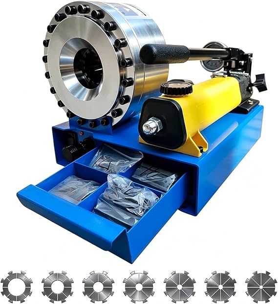 Hydraulic Hose Crimper with 8 Sets of Dies, High Pressure Hydraulic Hose Crimping Tool, Handheld Manual Crimping Machine