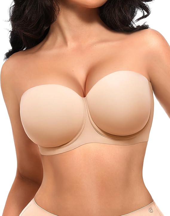 SHAPELLX Convertible Strapless Bra for Women Underwired Push Up Bandeau