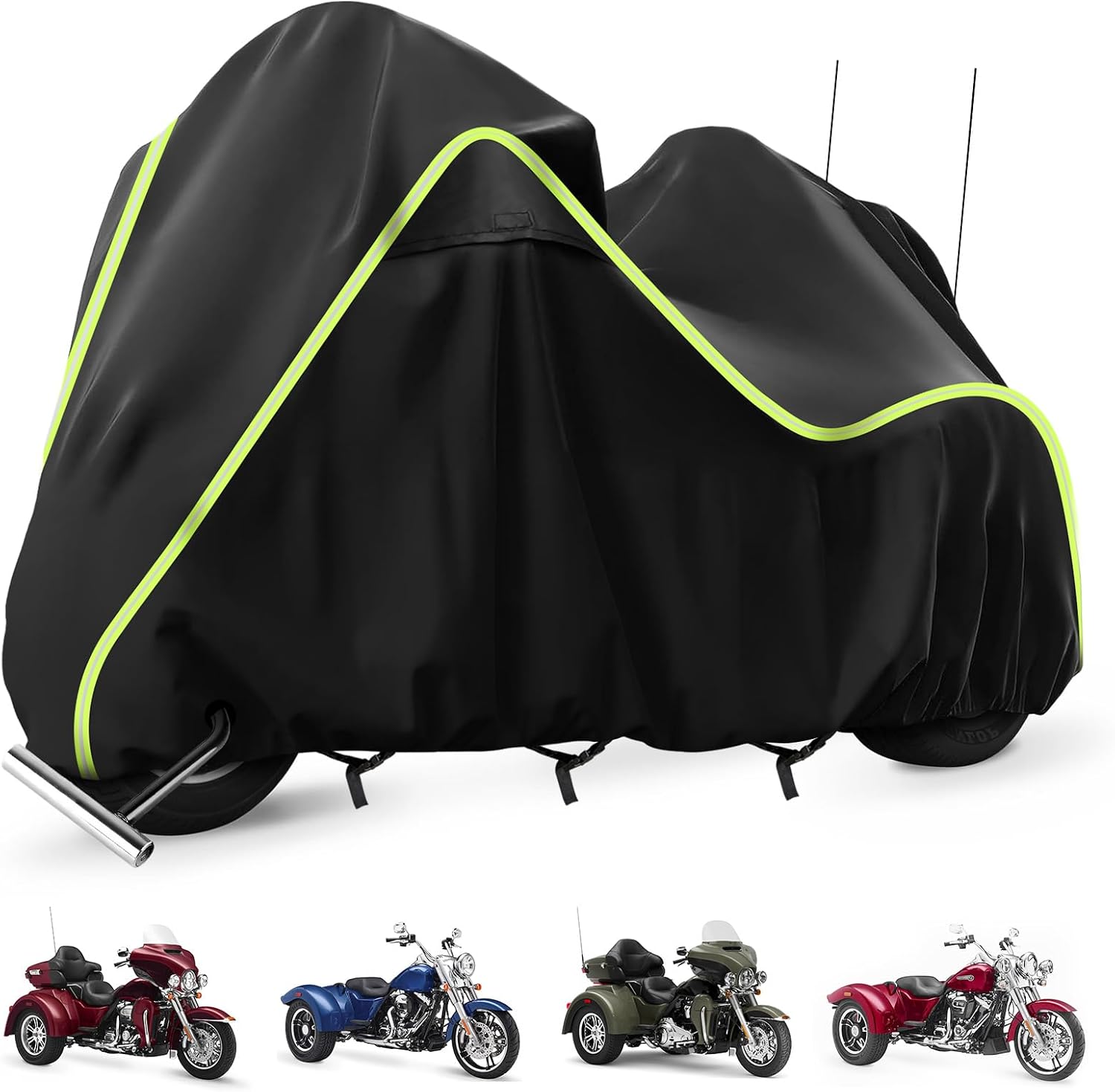 QUNSUNUS Motorcycle Cover for Harley Davidson Trike Models Freewheeler/Tri Glide Ultra/CVO Version/Gold Wing with Vent and Antenna Holes for with Wind, Sun, UV and Dust Protection | Including the Freewheeler/Tri Glide Ultra/CVO Version/Gold Wing, with Vent and Antenna Holes, for Wind, Sun, Dust Protection