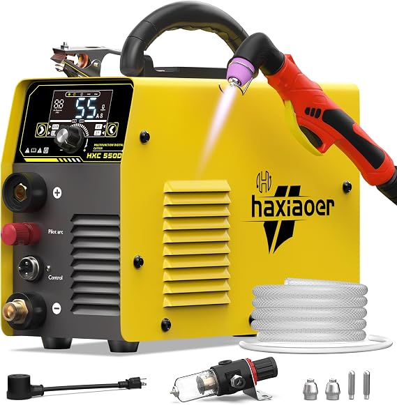 HAXIAOER Plasma Cutter with 55 Amp HXC550D 240 V RF Ignition Non-Touching Pilot Arc Plasma Cutting Device up to 16 mm Cutting Capacity with Postflow and 2T/4T