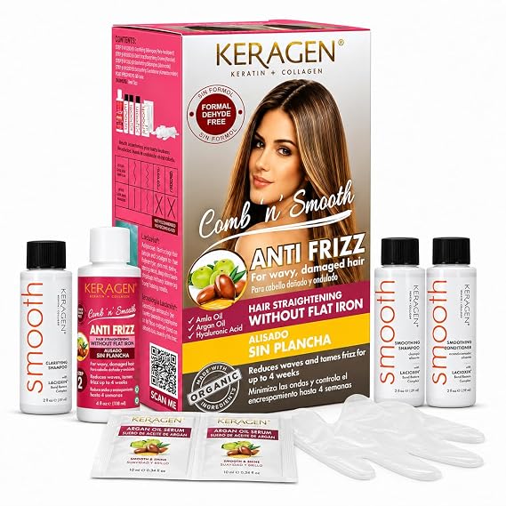 KERAGEN At-Home Keratin Hair Smoothing Treatment, Frizz Control