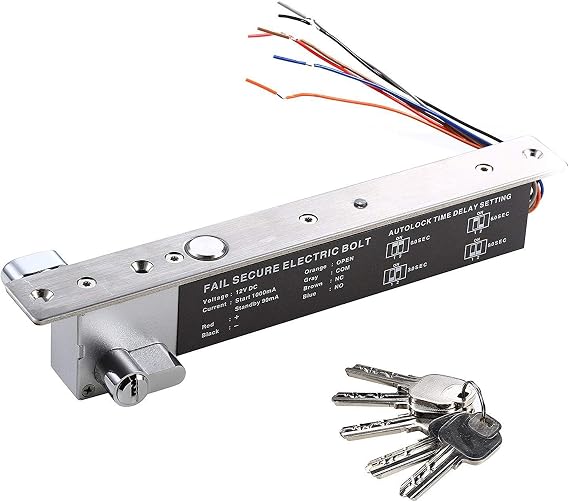 UHPPOTE Electric Drop Bolt Latch Lock with Key Heavey Duty Fail Safe 12V | Cylinder Bolt for Commercial Access Control Security System