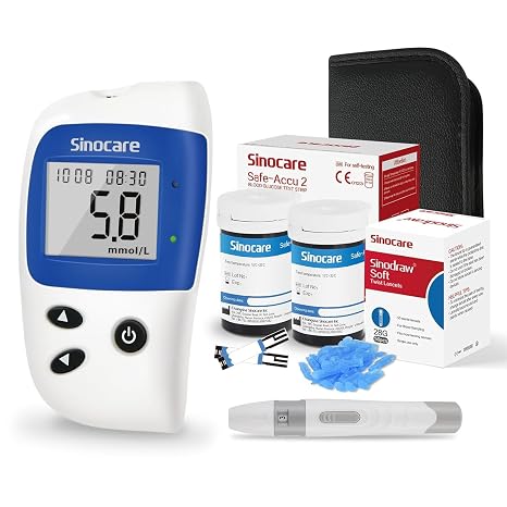 Sinocare Safe-Accu2 Blood Sugar Test Kit, Diabetes Testing Kit w/ 50 Strips