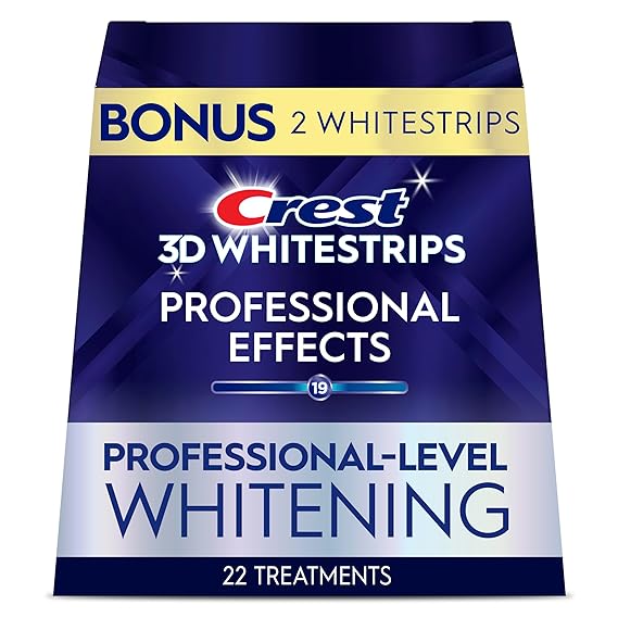 Crest 3D Whitestrips Professional Effects Teeth Whitening Kit, 22 Treatments (20 + 2 Bonus), Each with 1 Upper/1Lower, 44 Strips Crest 3DWhite Teeth Whitening Strips