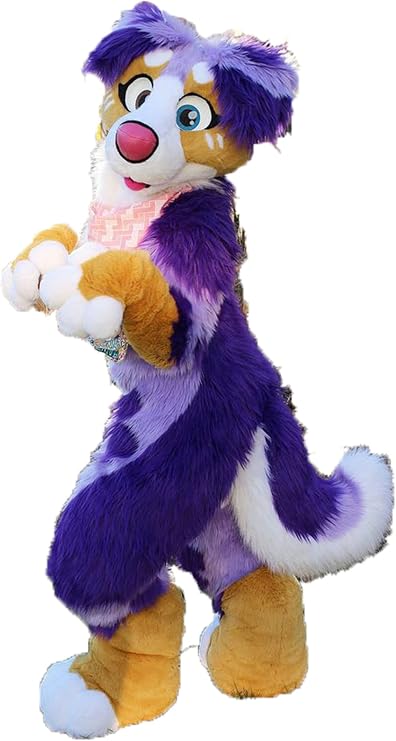 Purple Huksy Dog Fursuit Fullsuit Teen Costumes Child Full Furry Suit Furries Anime Digitigrade Costume Bent Legs Angel Dragon