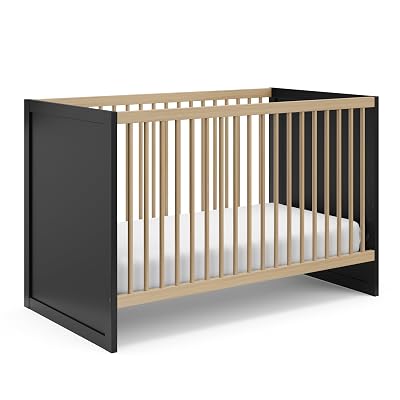 Storkcraft Calabasas 3-in-1 Convertible Crib (Black) GREENGUARD Gold Certified, Fits Standard Crib Mattress, Converts to Toddler Bed, Modern Style, Easy 30-Minute Assembly