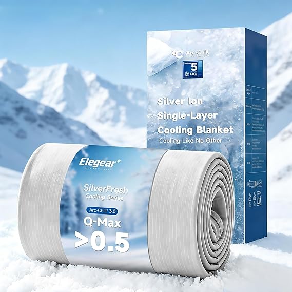 Elegear Silver Infused Cooling Blankets for Hot Sleepers, Upgraded Arc-Chill 3.0 Cool Fiber (Qmax>0.5), Odor Reduction & Hypoallergenic, Breathable Lightweight Cold Blanket for Night Sweats, King