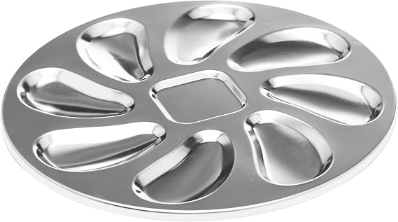 DOMG 2 Pack Stainless Steel Oyster Pan, Oyster Shaped Plate for Grilling