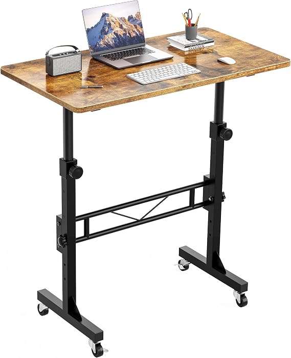 Standing Desk, 32 Inch Portable Small Desk Adjustable Height, Rustic