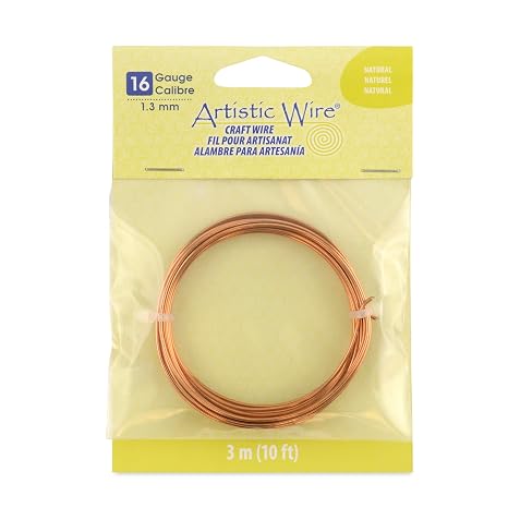 Artistic Wire | 16 Gauge Colored Copper Craft | Tarnish Resistant Jewelry for Wrapping, Beading & Custom Components | 10 ft Natural Finish