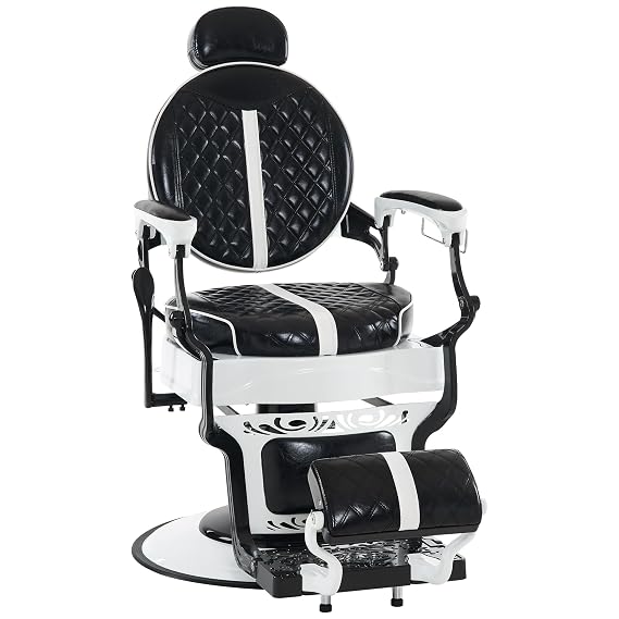 BarberPub Vintage Hydraulic Reclining Barber Chair 8739 (All Black)