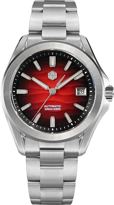 San Martin Men Watch SN0129GC SN0129GC1, 39 mm Desert Texture Men Dress Watch, 10 Bar Waterproof Diver Watch, NH35A Automatic Mechanical Stainless Teel Wrist Watches