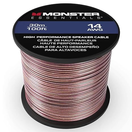 Monster XP 14 Gauge Speaker Wire 100ft, CCA Audio Cable for Home Theater, Car Audio, Subwoofers & Stereo Speakers, 14 AWG, Banana Plug Compatible