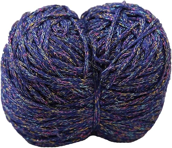 Blue Sparkle Yarn Knitting Crochet Yarn Sparkle Flash Metallic Yarn Art Yarn Fantasy Yarn Shining Yarn Glitter Yarn Accessory Yarn for Sweater Scarf 100g
