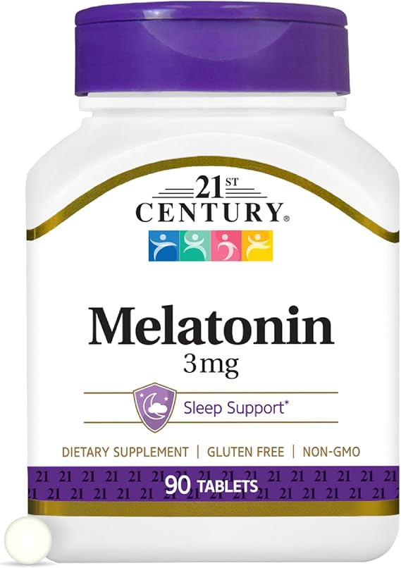 21st Century Melatonin 3mg Gentle Strength Sleep Aid Tablets, 90 Count | Gentle-Strength Melatonin 3 mg Sleep Aid, Adults, Helps Promote Relaxation & Restful Sleep, Non-Habit Forming & Drug-Free