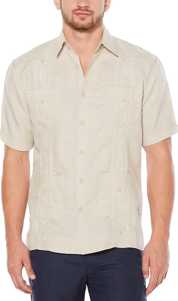 Cubavera Men's Big-Tall Short Sleeve Embroidered Ramie, Small