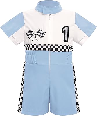 IMEKIS Baby 1st 2nd Birthday Outfit Boy Girl Race Car One Piece Jumpsuit Halloween Cake Smash Photo Shoot