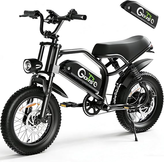 Spacewalk 750W Electric Bike for Teens & Adults, 48V 15Ah battery, 24MPH, Max 55 Miles, 20" Fat Tire E-Bike, 7-Speed, Full suspension, Mountain Electric Motorcycle with Rear Rack