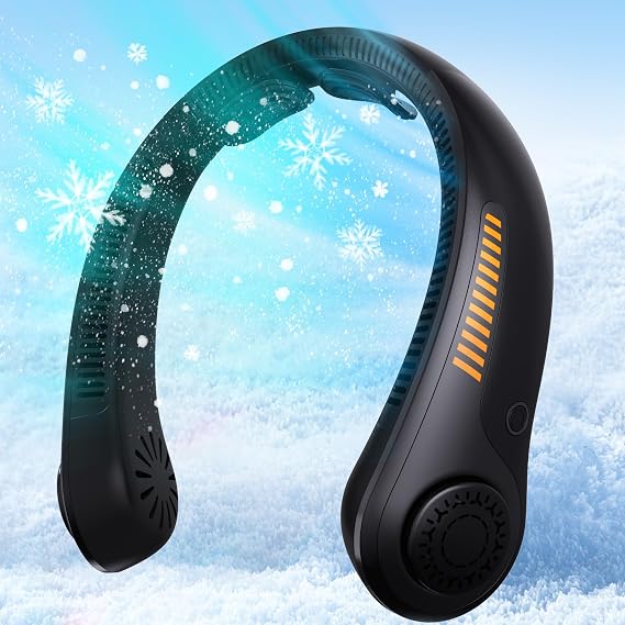 Neck Fan Rechargeable - Portable Personal Fan with Neck Support, 5 Speeds Full Surround Cooling, Battery Operated Bladeless Fan Quiet Lightweight for Travel, Gifts for Men Women
