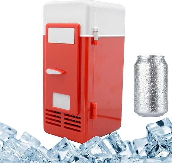 Small Fridge, USB Personal Fridge, Drink Cans Cooler, Plug and Play Beverages Chiller, Mini Compact Freezer, Plug-in Cooler Appliance, Cooling Warming Equipment, for Travel Car Offices Use