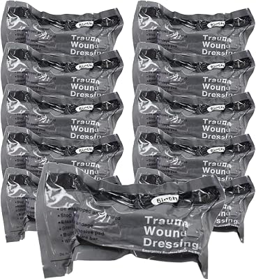 10 Pack 6 Inch Israeli Bandage, Portable Vacuum Sealed, Compression Pressure Dressing Trauma Wound Seal Bandages for Outdoor Sports Battle Combat Tactical Travel Hiking Cycling Climbing 10 Pack