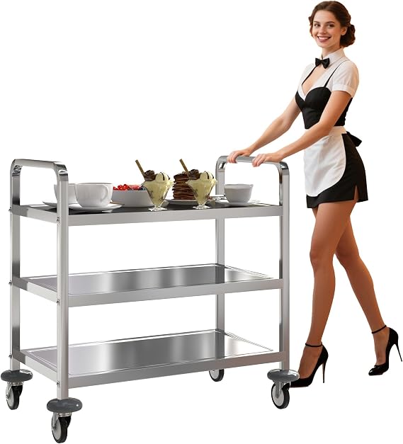 uyoyous 3 Tier Stainless Steel Utility Cart, Commercial Serving Cart
