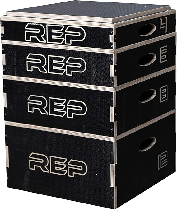 Rep Wooden Plyo Box | Stackable Jump Platforms for Home Gym Workouts | Multiple Height Options from 4, 6.8 and 12 Exercise Step Up Boxes for CrossFit & Plyometric Training | Durable Fitness Equipment