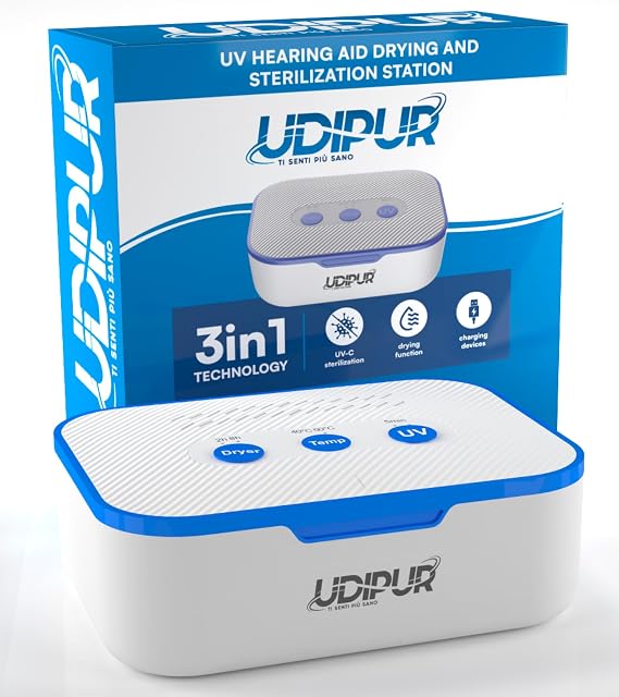 UV Drying and Disinfection Station for Hearing Aids Udipur with USB Charger Type-C Temperature Up to 50°C - 110x90x40mm