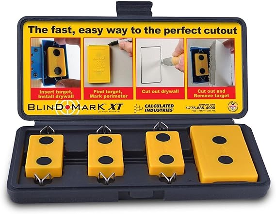 Calculated Industries 8105 Blind Mark Drywall Electrical Box Locator Tool Powerful Rare-Earth Magnetic Targets (3) and Locator Kit