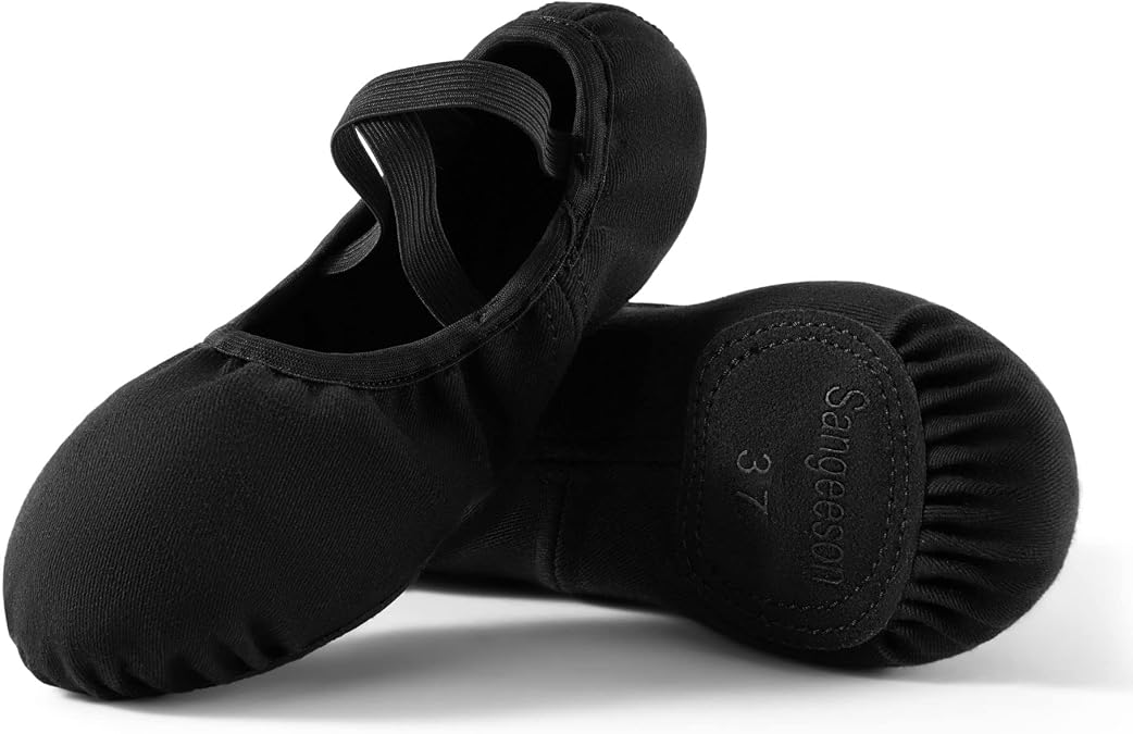Dance Women's Ballet Shoes Stretch Canvas Dance Slippers Split Sole for Girls/Adult