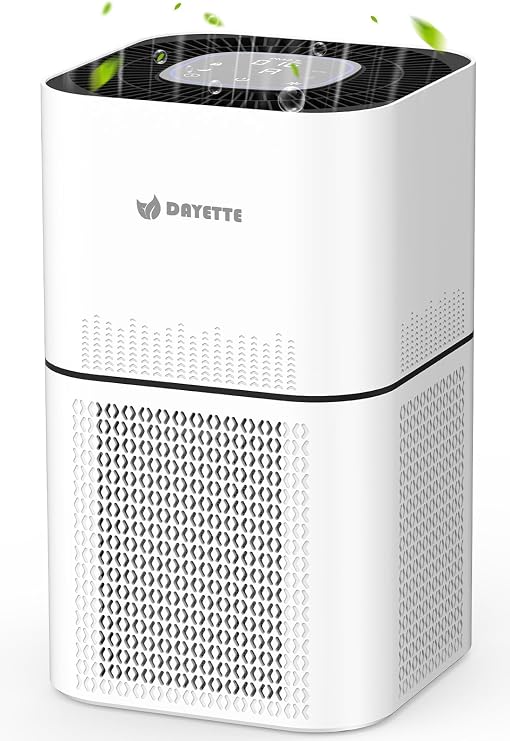 DAYETTE Air Purifiers for Home Large Room Up to 2200ft2, H14 Ture Hepa Air Purifiers for Bedroom with Air Quality Sensor, Remove 99.997% of Dust, Odor, Pets Dander, Smoke, White