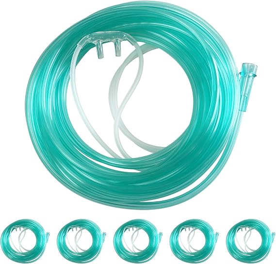 5 Pack Ultra Soft Nasal Oxygen Cannula with 21.3 FT (6.5m) Kink Resistant Tubing, Adult Comfort Standard Cannula Nasal Tubing for Oxygen, Lightweight Oxygen Tubing for Oxygen Concentrator