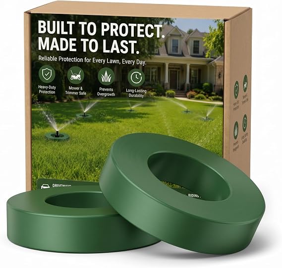 Yaomiao Sprinkler Donut Guards Sprinkler Head Protector for Lawn 6.3 Inch Diameter Green Donut Nylon Rings Reduce Damage from Cars and Lawn Mowers(4 Pieces)