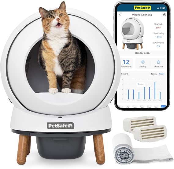 PetSafe ScoopFree SmartSpin Self-Cleaning Litter Box, White