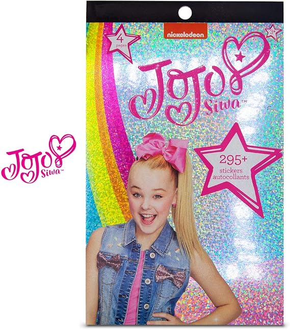 Jojo Siwa 4 Sheet Foil Cover Sticker Pad, Decorative, Collectible 200+ Stickers for Scrapbooking, Party Favors, Goodie Bags, Wall Decor for Toddlers, Kids, Children, Girls Toys Games Arts & Crafts