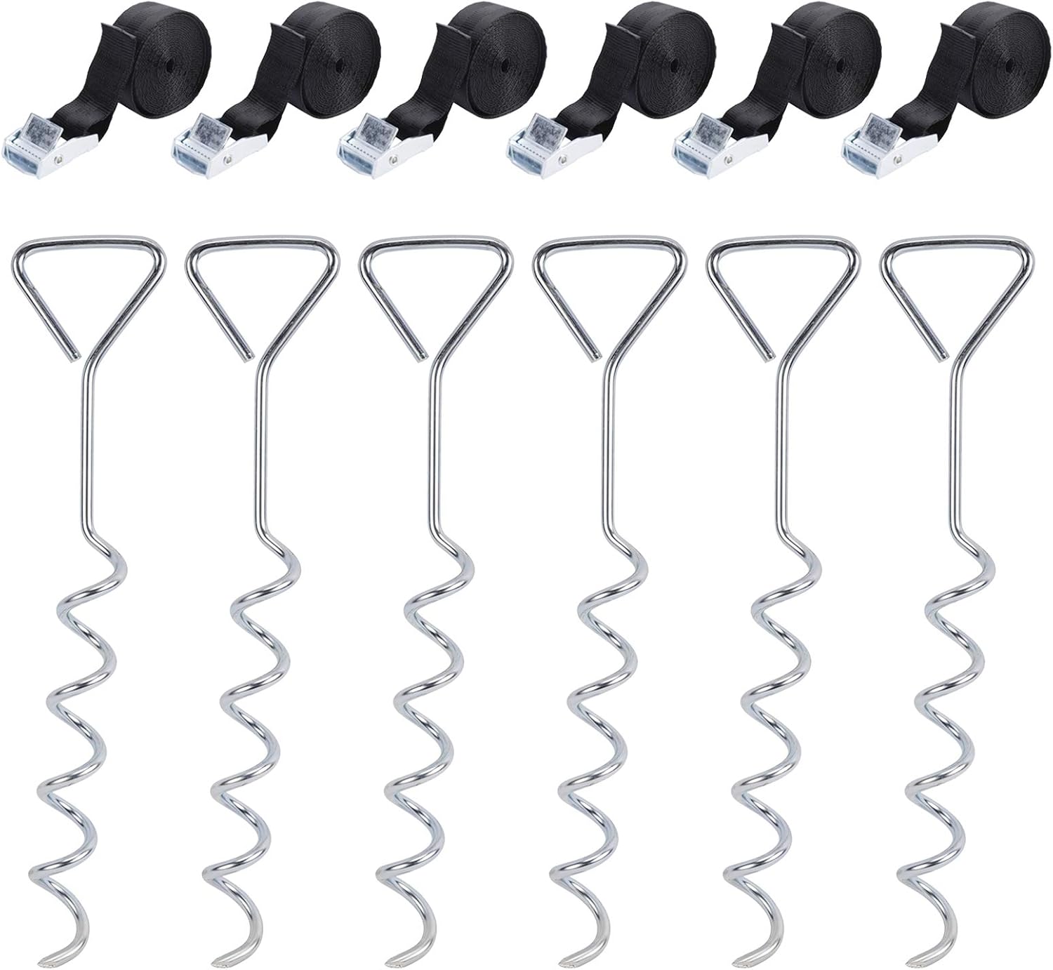 Sparkfire Heavy Duty Trampoline Stakes Anchors, Tie Down System 6 Pack