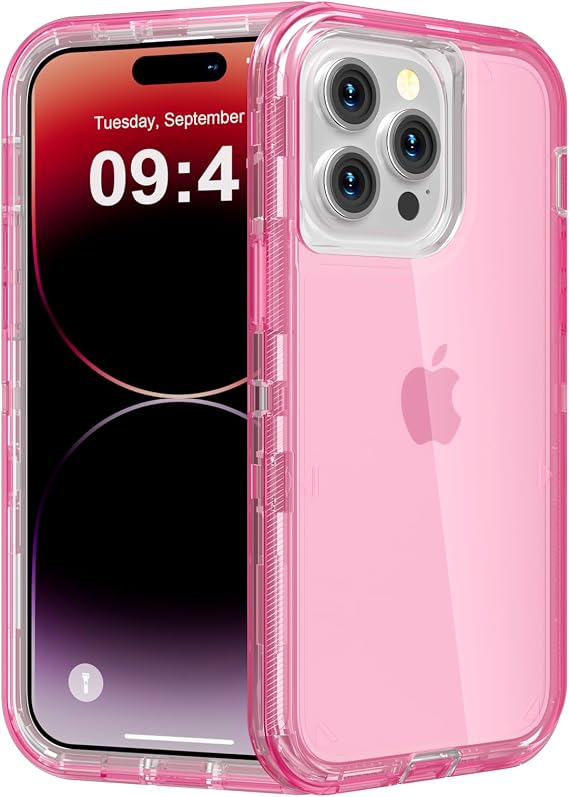 Follaroma for iPhone 14 Pro Case, Heavy Duty Protection, Pink