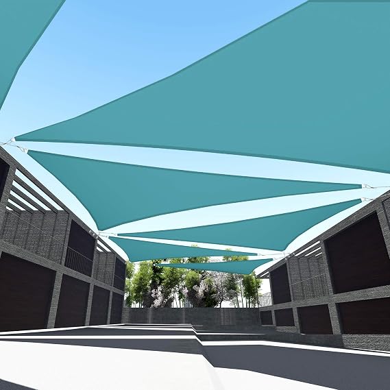 TANG Sunshades Depot 5x5x7 Right Triangle Waterproof Knitted Shade Sail with 6 inch Kit Curved Edge Turquoise U*V Block Shade Fabric Pergola Carport Awning Canopy Replacement Awning