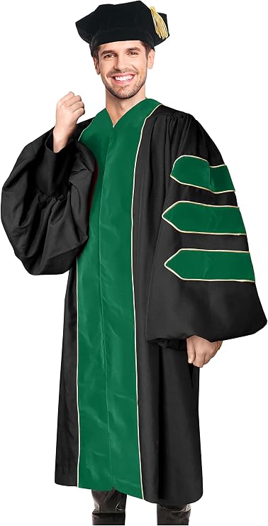 Unisex Deluxe Doctoral Graduation Gown with Tam 8-Sided Package for Doctoral Regalia